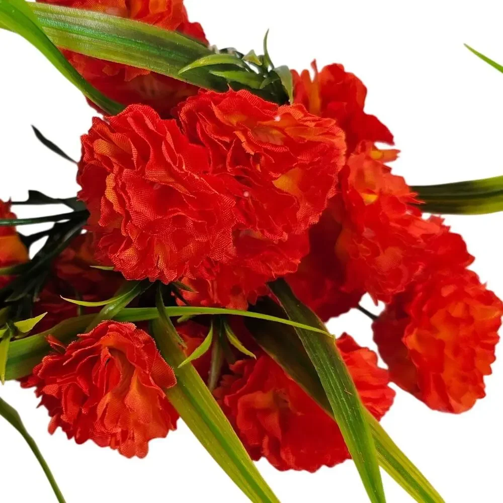 Orange Artificial Carnation Flower Bushes Faux Floral Greenery 11